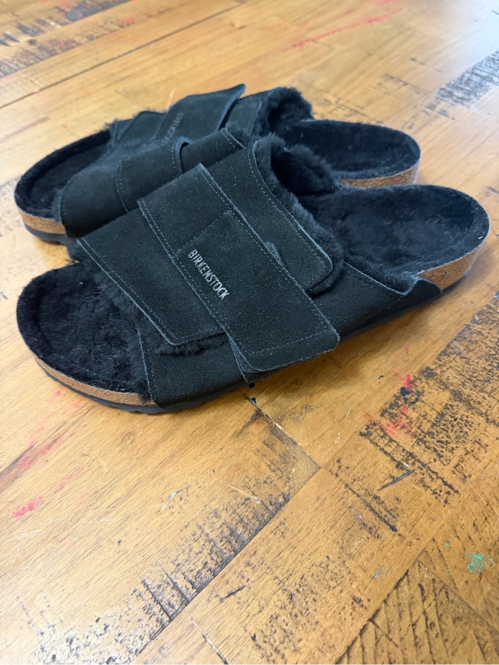 Birkenstock Arizona Shearling Black Suede sandals Men’s size 12